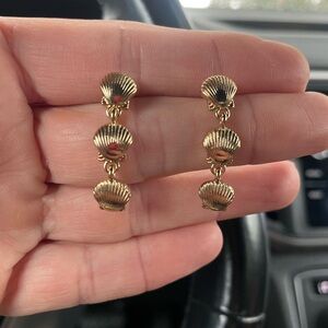 Unique Gold Seashell Dangle Earrings